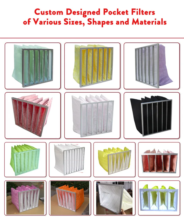 Ahu Bag Filter / Synthetic Fiber Pocket Hvac Filter Manufacturer In