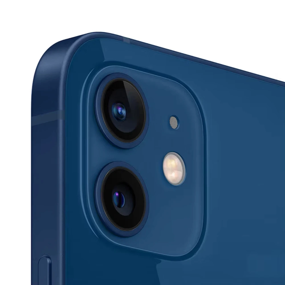 Side-by-side comparison showing iPhone 12 mini next to common objects like credit card and keys