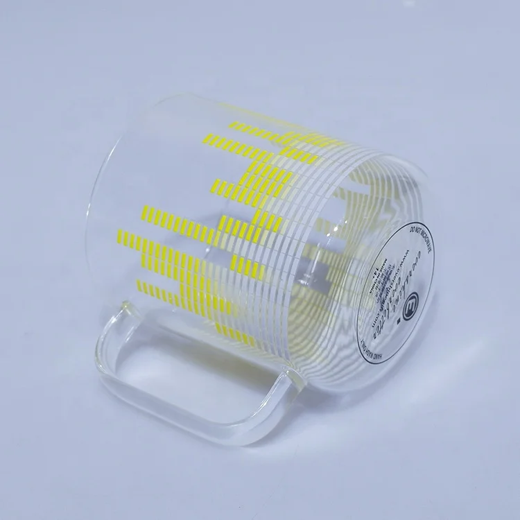 16oz  transparent  glass coffee mug with handle and printing design