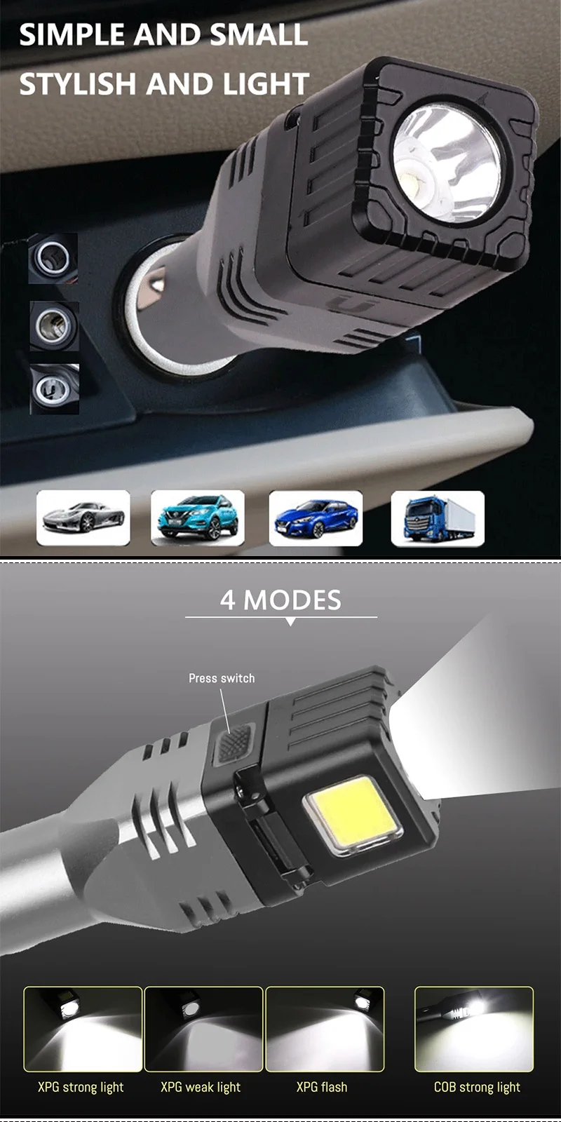 3 IN 1 COB LED Rechargeable Car Charger Work Light