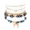 Hot selling 2019 handmade beads love moon horn pendant combination of five bracelet