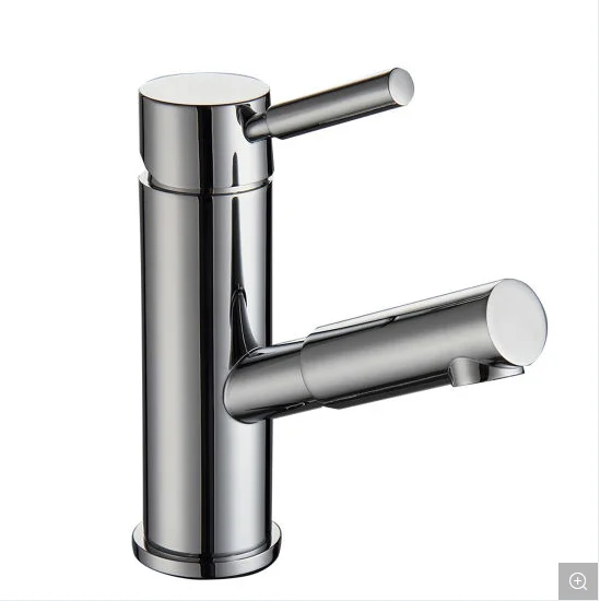 Bathroom Chrome Pull out Single Handle Brass Curved Bath Faucets