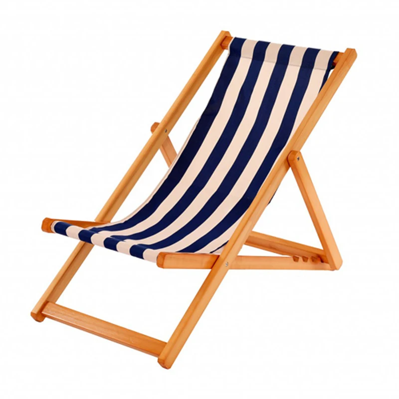 Wooden Deck Chair Folding Garden Beach Seaside Deckchair Stripe Garden Seaside Sunny Beach