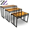 Outdoor fashionable buffetware equipment orange glass desktop black grid bracket decoration dessert cake tables catering table