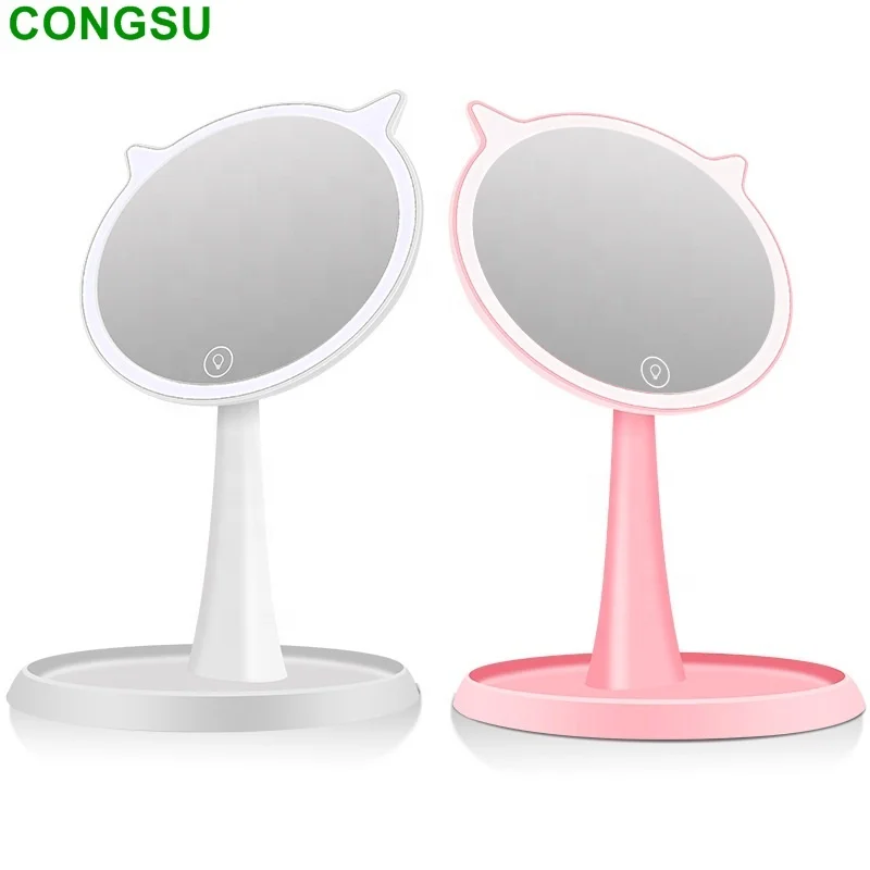 Led Touch Screen Beauty Care Desktop Battery Make Up Makeup Mirror