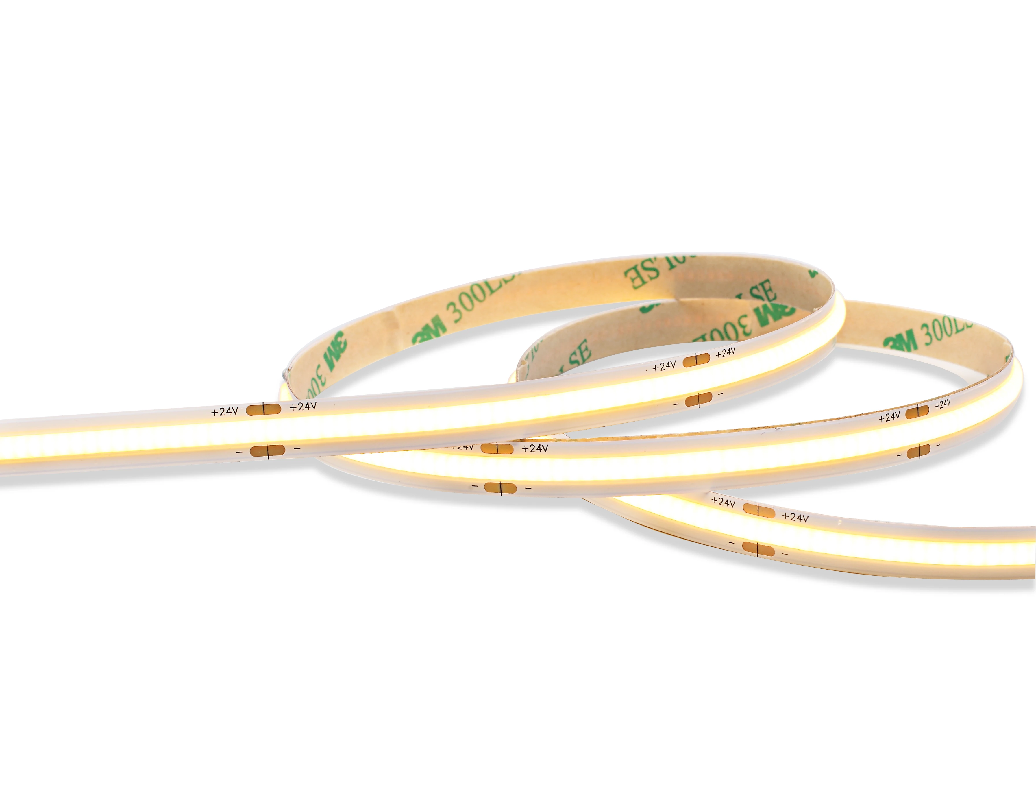 COB LED Strip with Pixel Free Light Performance 24VDC 10W/M High CRI 90 Long Lifespan 3M tape 4000K led tape strip