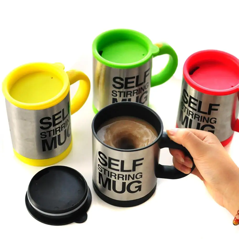 
350ml stainless steel auto self stirring coffee mug 