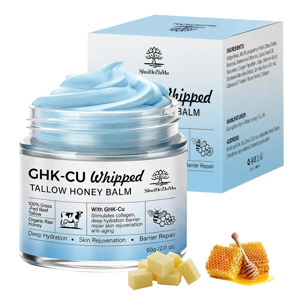 ghk cu infused beef tallow Copper Peptide Ghk-cu Whipped Grass Fed Balm Fine Lines Wrinkles Full Body Moisturizer For All Skin Private Label Size:2 Fl Oz. 2500mcg/mL For Dogs Vitamin E An FDA panel is nardos