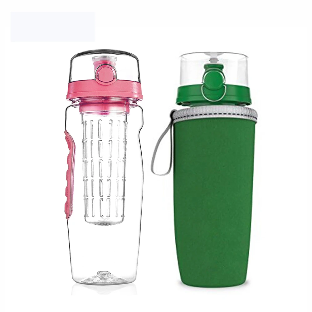 

32oz plastic tritan Fruit Infuser Water Bottle with Length Infuser, Could be customized