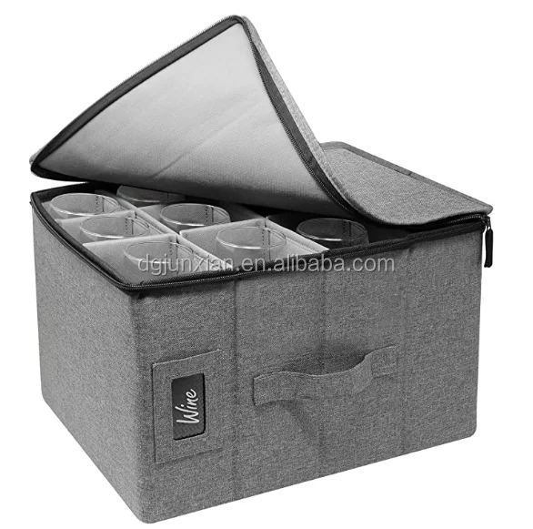 Stemware Wine Glass Storage Hard Shell Box Deluxe Padded Quilted Case