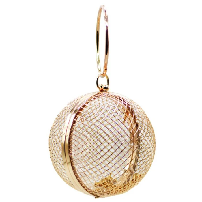 2022 New Arrival Gold Hollow Metal Evening Bag Birds Cage Clutches
