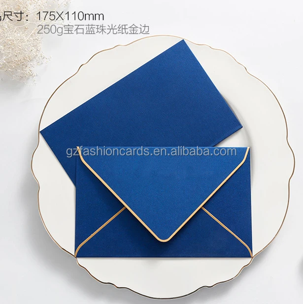 Wholesale Cheap Price Colorful Invitation Envelopes Gold Foil Bordered