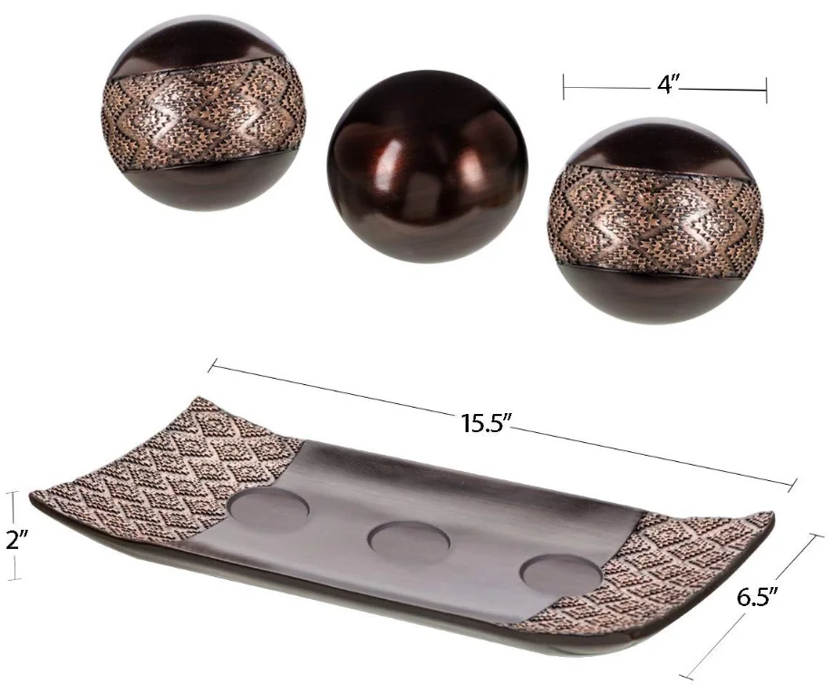Dublin Home Decor Tray And Orbs Balls Set Of 3 Coffee Table Mantle