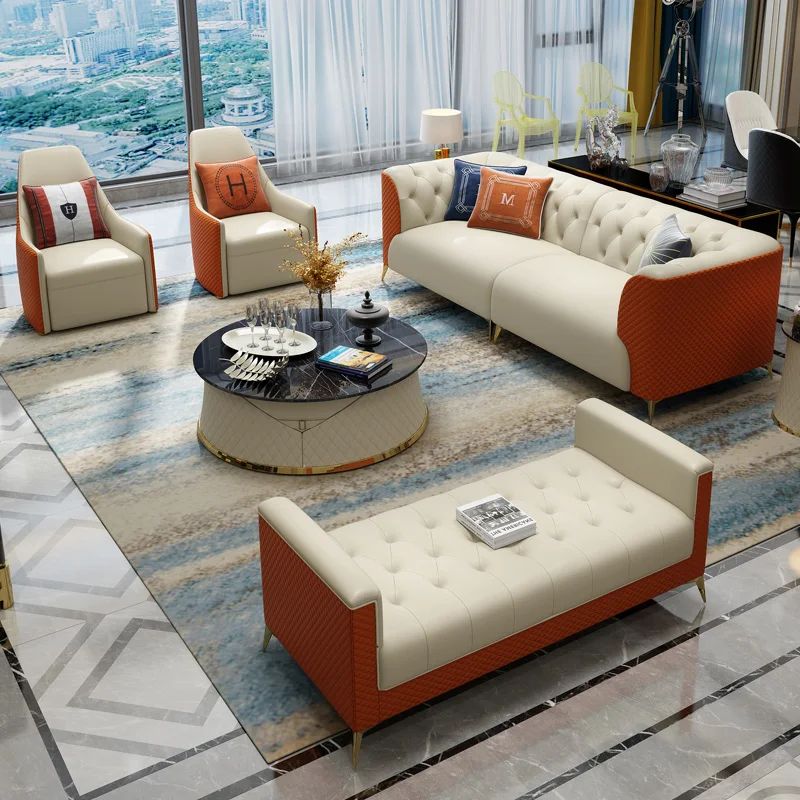 意大利轻豪华家具客厅沙发套装设计为客厅不锈钢沙发高品质