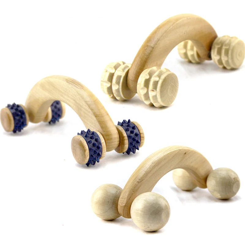 Factory Direct Sales Cheap Four Wheel Wooden Massager With Curved Shank