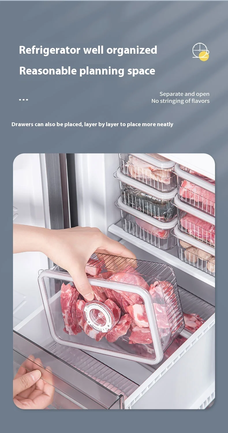 Large Capacity Refrigerator Fresh-Keeping Storage Box Fruit Vegetable & Frozen Food Storage Egg Dumpling Sealed Box