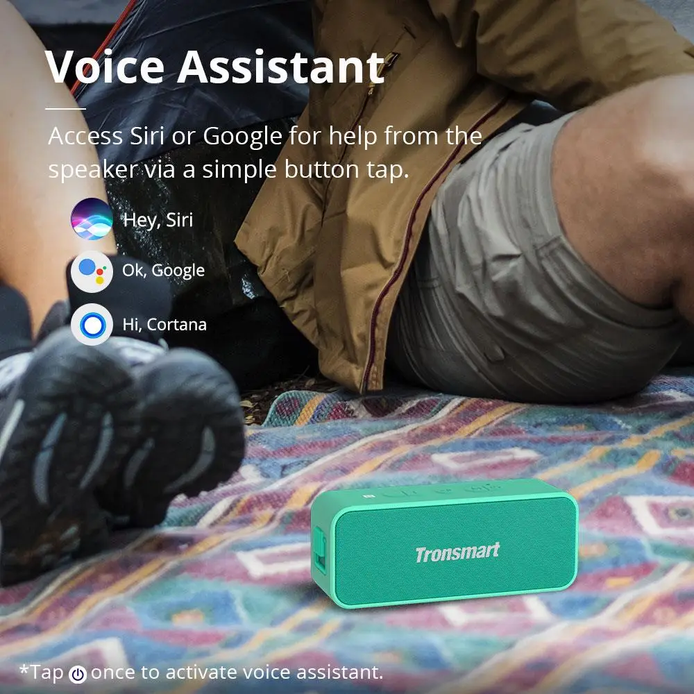 Tronsmart Element T2 Plus Portable Bluetooth 5.0 Speaker IPX7 Waterproof NFC Speakers 15H Playtime with Voice Assistant - ANKUX.COM