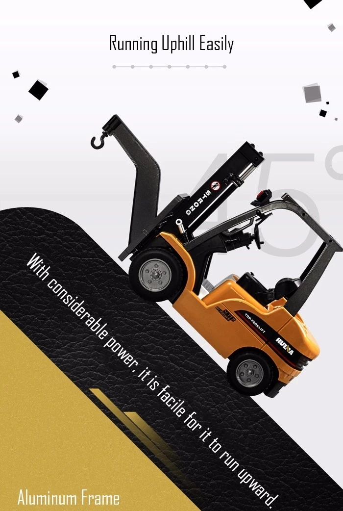 2020 High Quality HUINA 1577 RC Truck 1/10 8CH 2 in 1 Realistic Simulation Alloy Mini Forklift Car Vehicle Toys for Christmas
