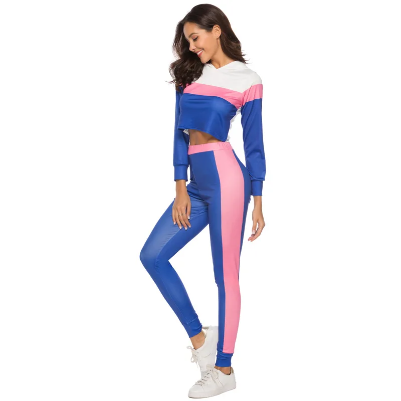 Wholesale Contrast Stitching Long Sleeve Casual Sports Suit For Women