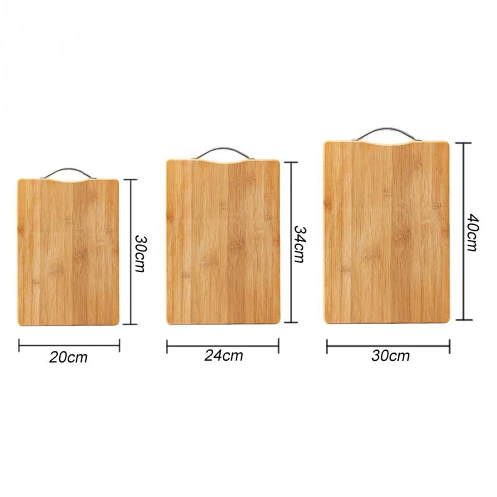 Ready to ship amazon hot 4pcs size Metal Handle Bamboo Wood  Chopping Cutting Board wholesale
