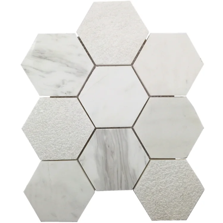 Low Price Hot Sale Big Hexagon White 285*300MM Tiles Natural Stone Mosaics Tiles