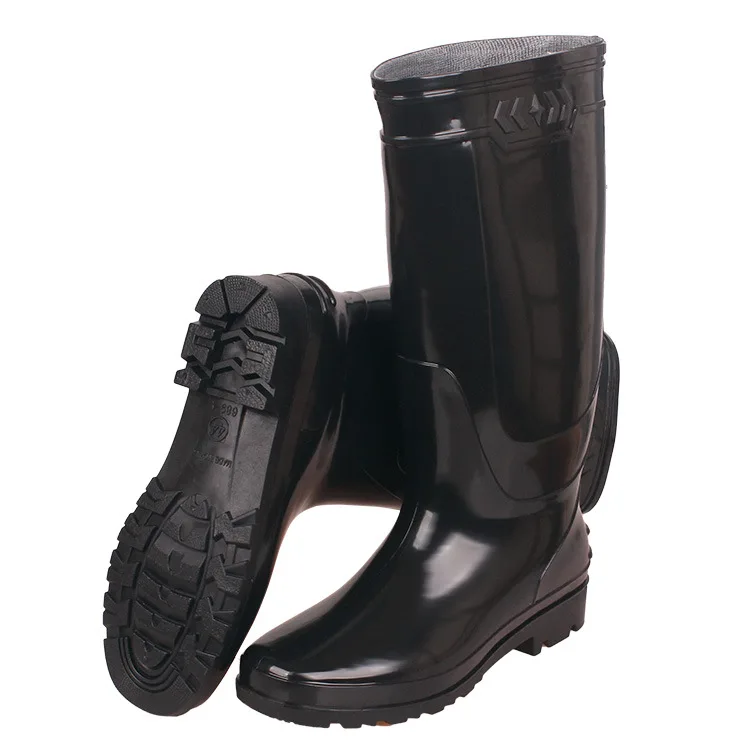 Men Black Gumboots Non-slip Waterproof High Men Rainboots Outdoor ...