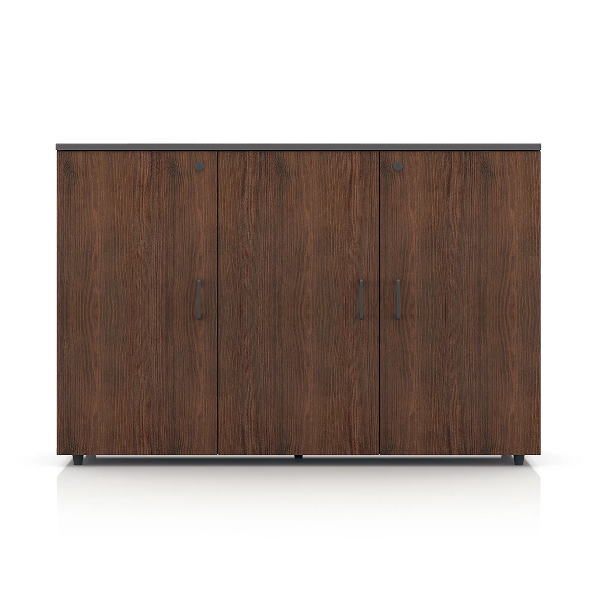 Office 3 Doors Wood Storage Teak Modern Filing Cabinet Credenza