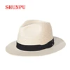 High Quality Custom Logo Band adjustable Summer Visor Fedora Bao Straw & Paper&PP Handmade Plain Fedora Straw Hat
