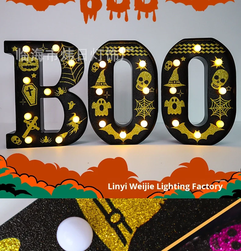 product led boo letter lamp with oil printing halloween scene atmosphere desktop glowing horror prop light sign for decorations-1