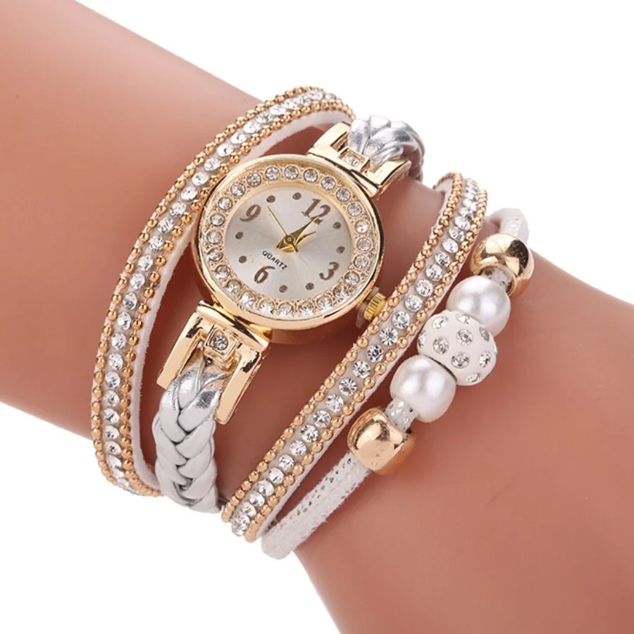 Bracelet Watches Women Wrap Around Fashion Bracelet Lady's Alloy Watch
