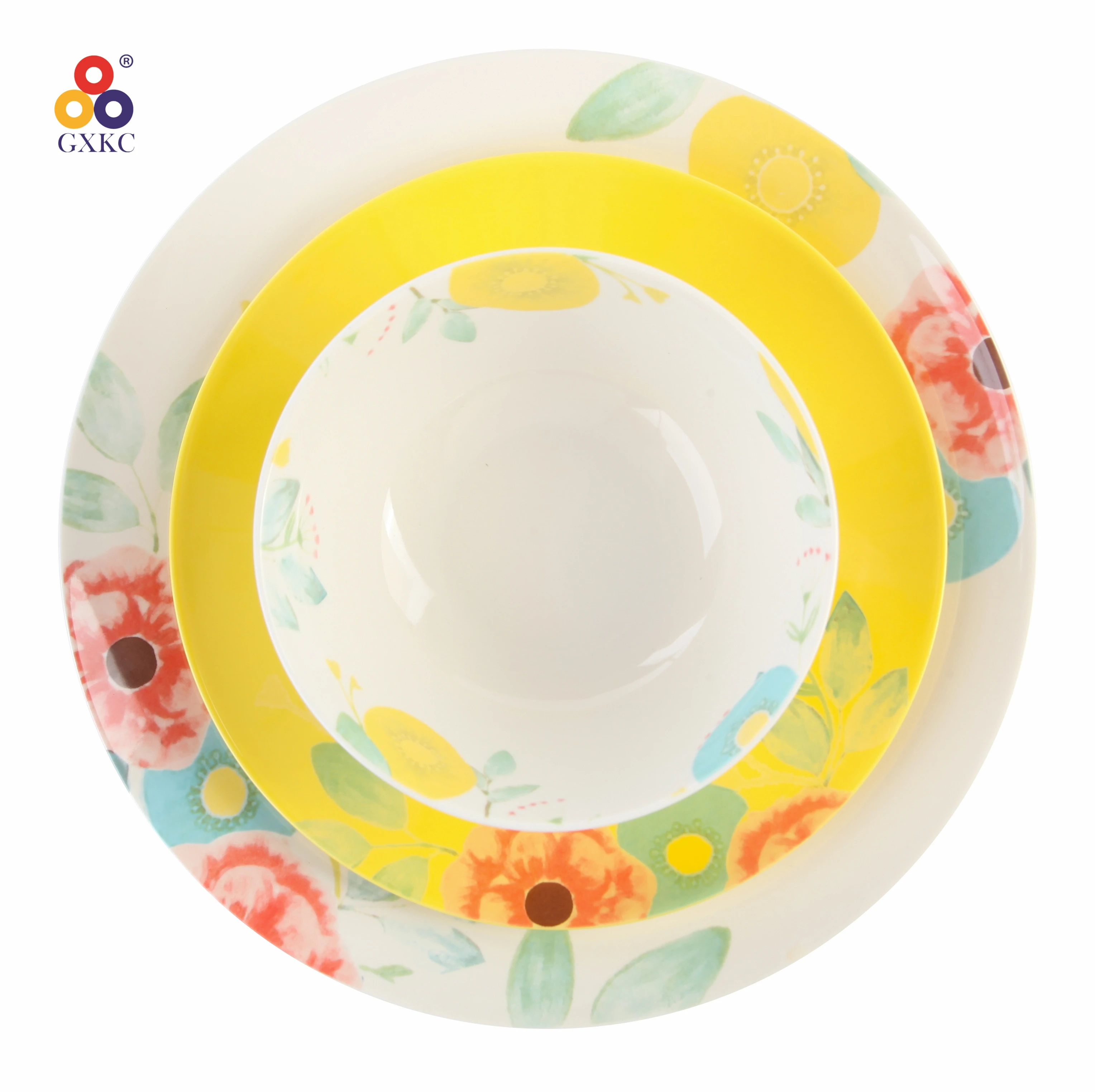 有趣的装饰陶瓷谷物碗白色瓷碗植物贴花