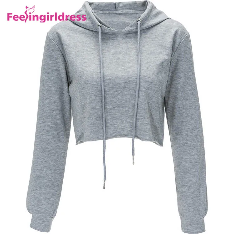 OEM Logo Latest Design Lady Pullover Hoodies Women Long Sleeve Crop Top