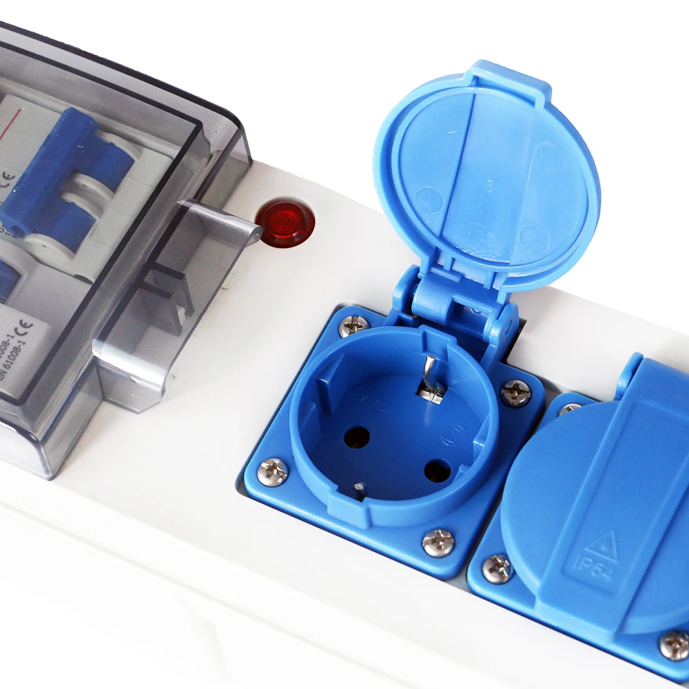 Camping Cee 4 Way Schuko Mobile Mains Power Unit With Rcd&mcb 15m Cable