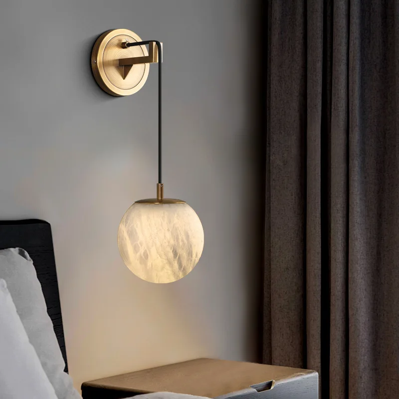 product cross border nordic light luxury brass led living room high end designer atmosphere bedroom bedside wall lamp-2