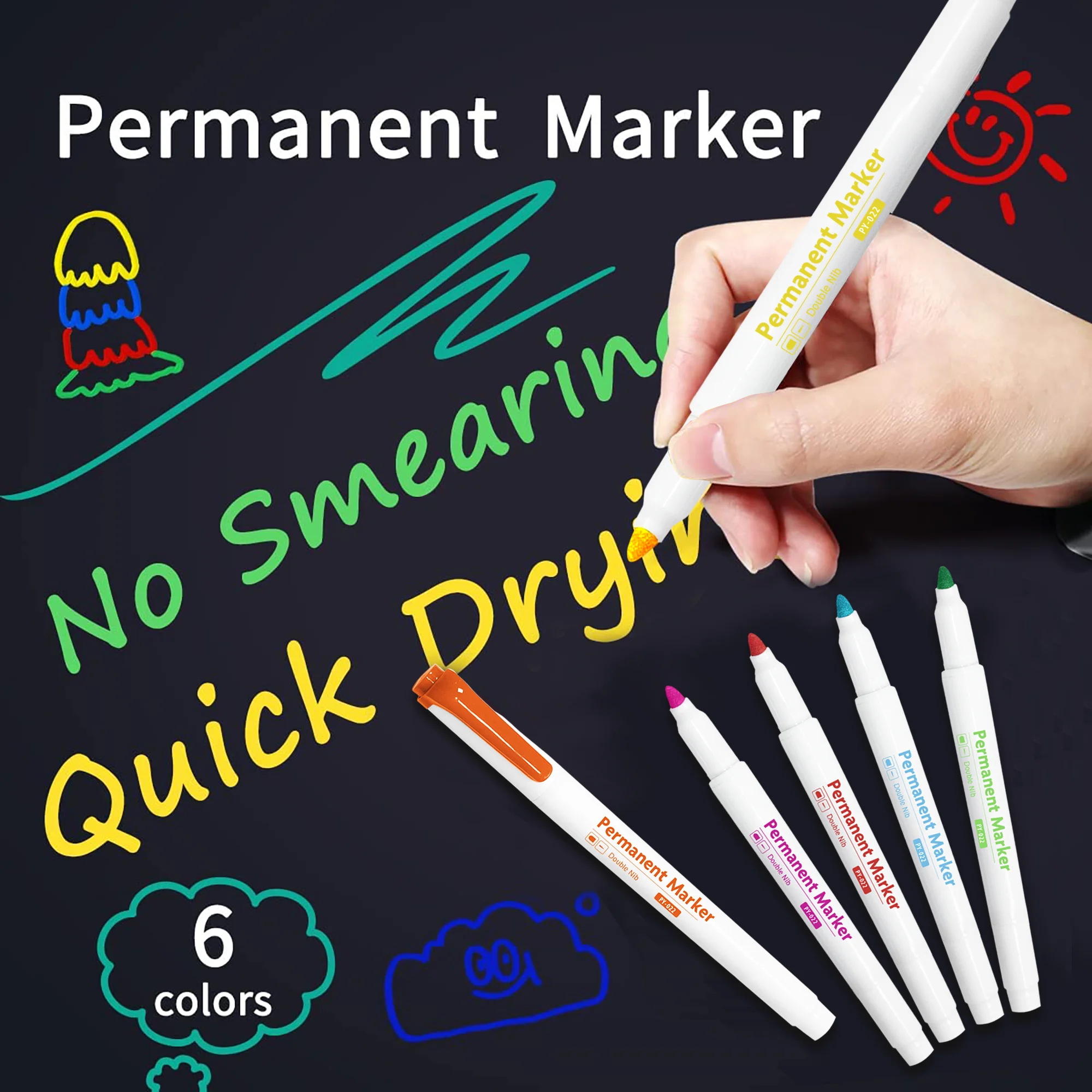 Dualtip Permanent Markers Colored Fine Point Permanent Marker Pens