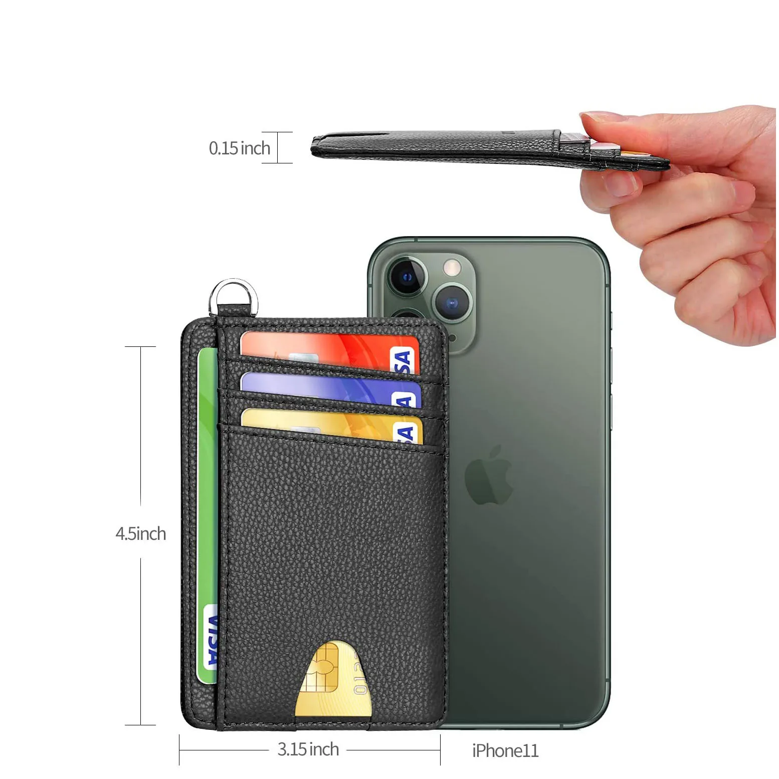 Credit Card Holder with D-Shackle for Men Women Slim Minimalist Front Pocket RFID Blocking Wallets 
