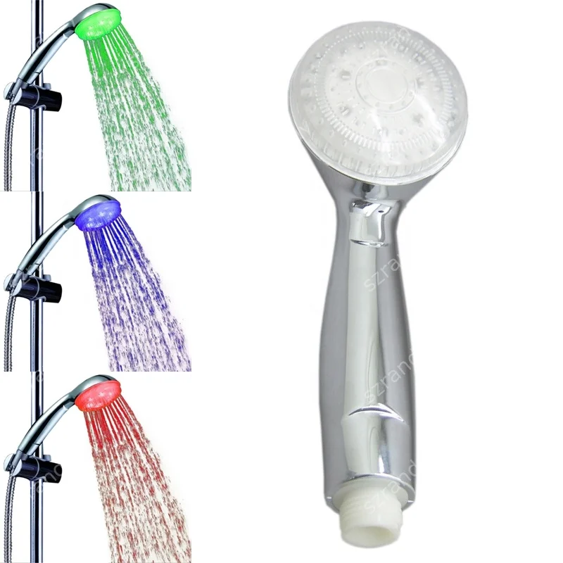 温度rgb 照明塑料淋浴头 8008-a6