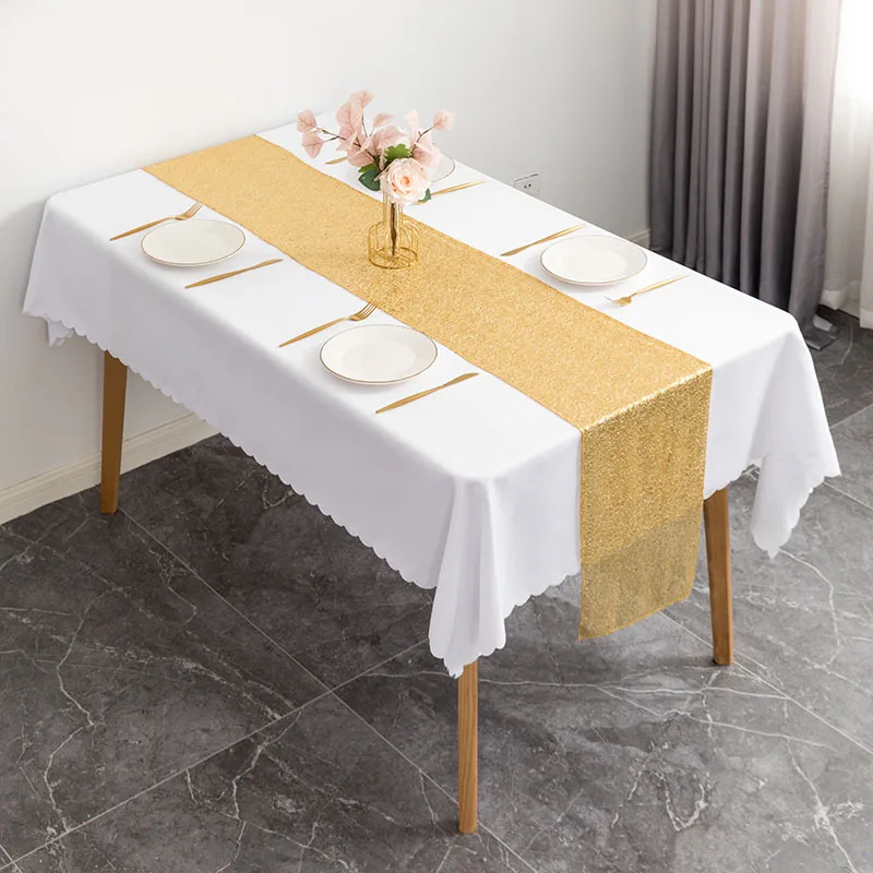 Sequin Gold Table Runner For Wedding Custom Glitter Gold Table Runner For Graduation Party