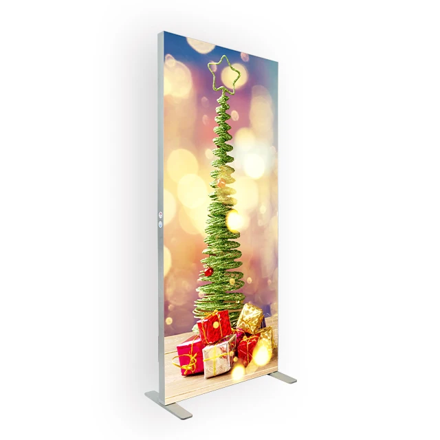 New product custom Christmas convenient photos panel slim frameless outdoor fabric light box advertising