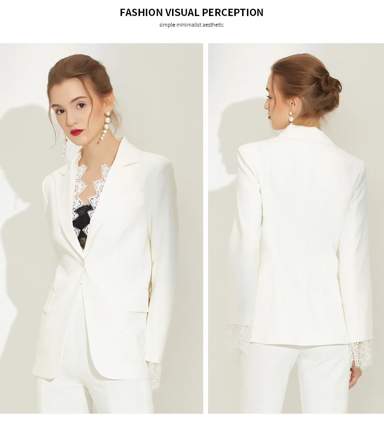 Latest Design Ladies White Tuxedo Suits Lace Cape Women Blazer Pants