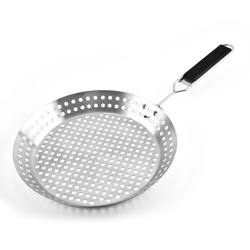 Outdoor Camping Stainless Steel Grill Pan Non Stick Round Flat Bottom Bbq Grill Skillet Buy