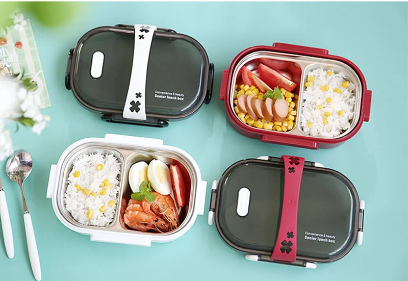 Portable Stainless Steel Insulated Lunch Box With Handle Leak Stop Bento Boxes Microwave Child Student Food Container