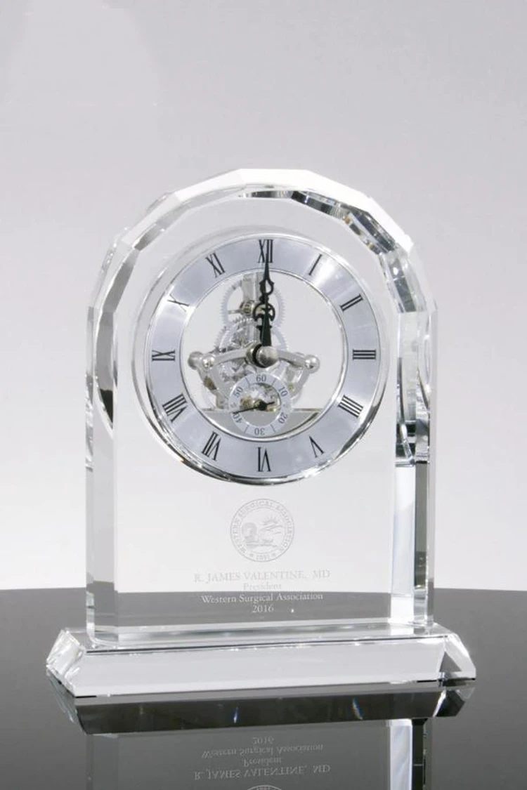 Retirement Gifts Anniversary  Awards Crystal Arch Table Desktop Clock