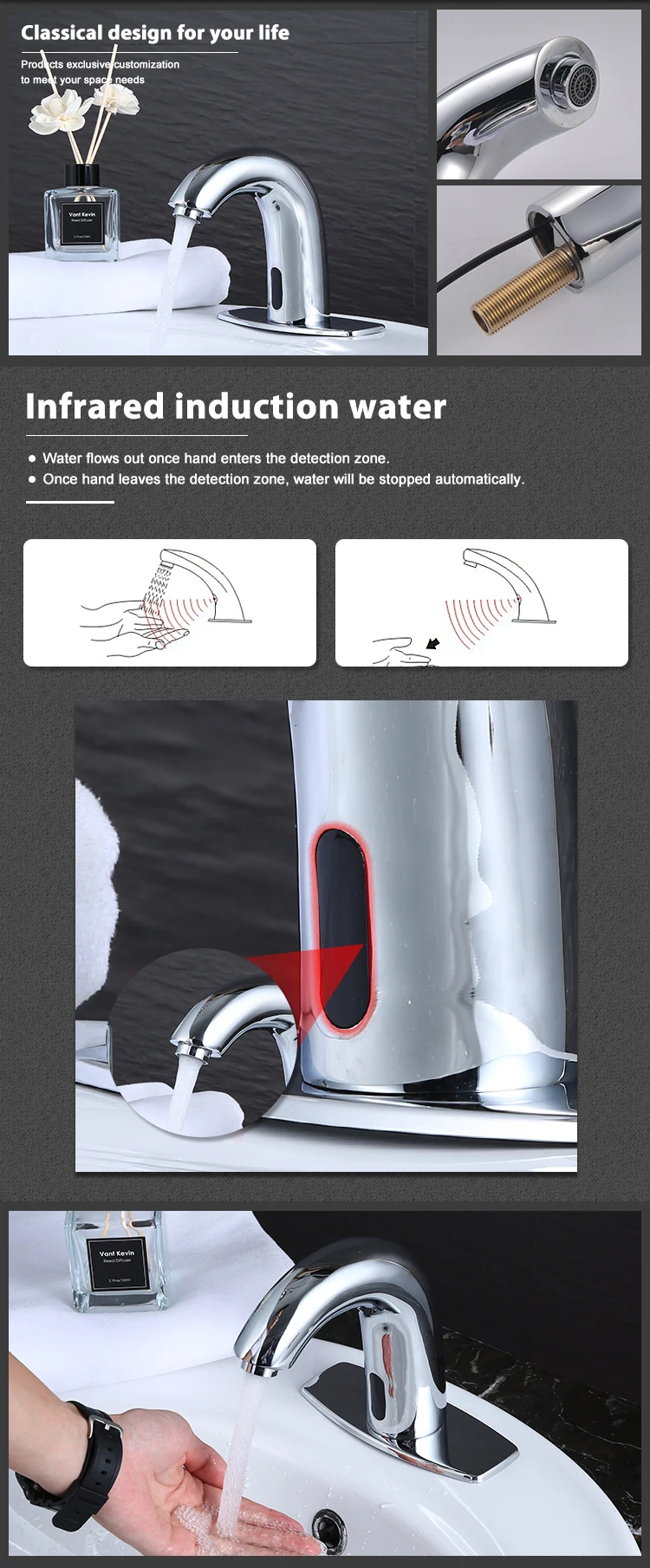 Bán Hot Top chất lượng Automat phòng tắm nước hồng ngoại induct vòi nước nóng và lạnh vòi nước