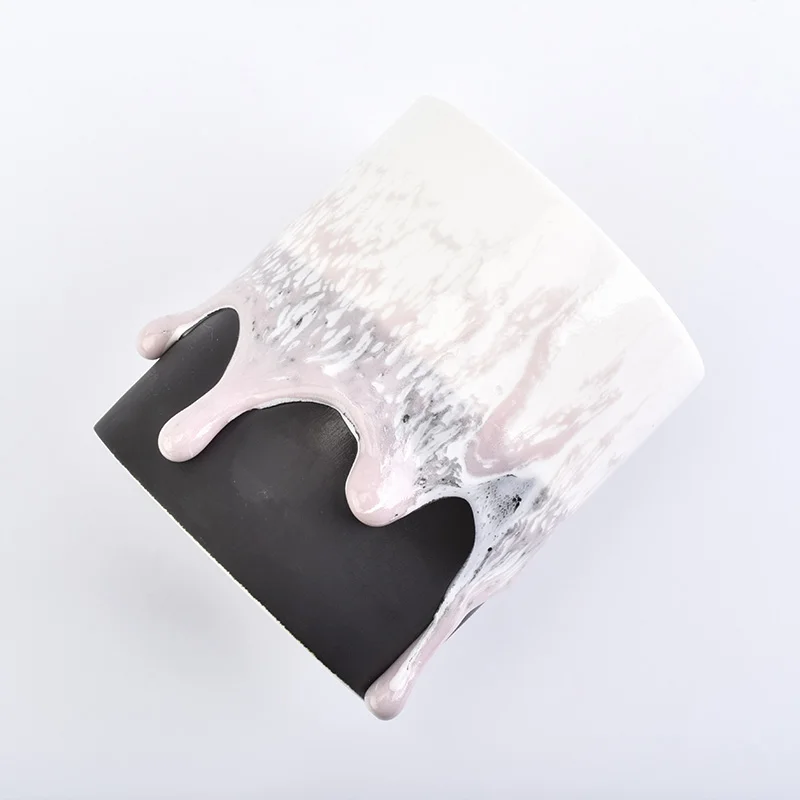 Wholesale Ceramic Candle Holder with Copper Metal Lid Overflowed Milk Home Decoration