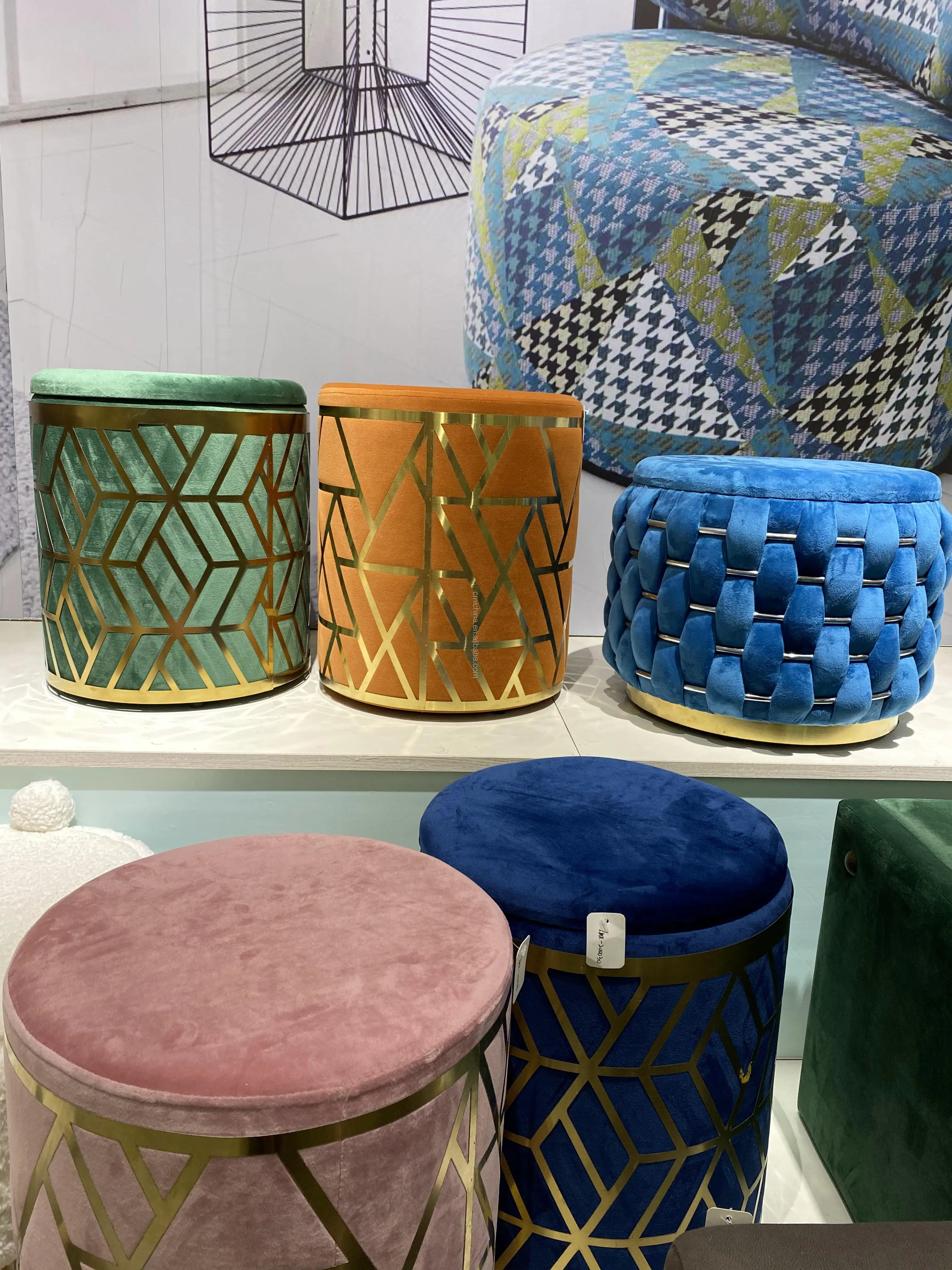 Round Storage Ottoman Vanity Stools & Ottomans Living Room Seat Pouffe