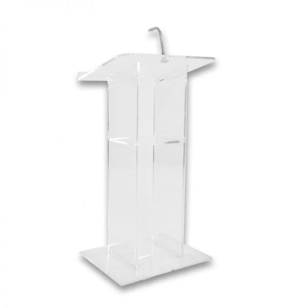 Vonvik Modern Church Acrylic Pulpit Conference Lectern With Gooseneck