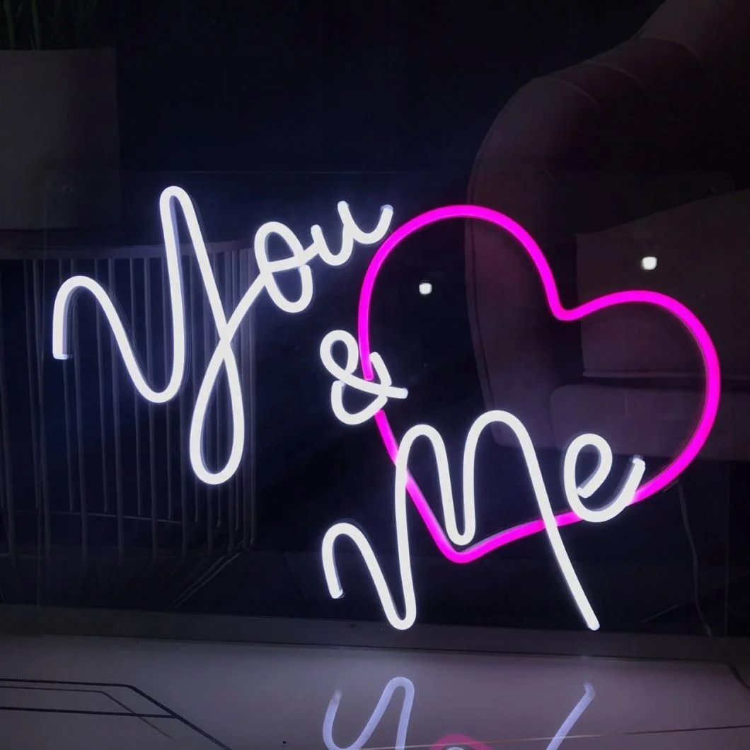 Acrylic Pink Signs Heart Led Wall Decor Neon Light For Bedroom G Cloud