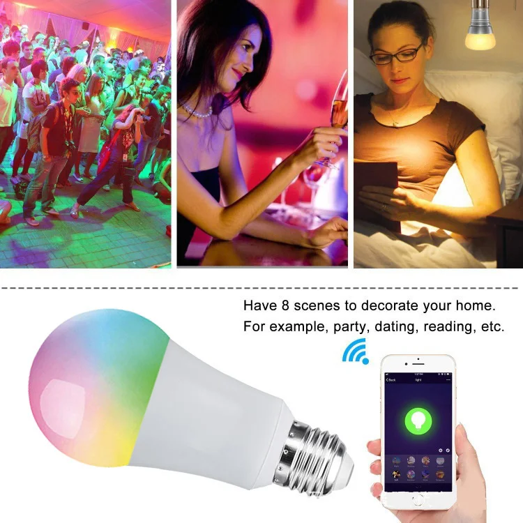 New Design High Quality 9W RGB Color LED Bulb 110V 220V Tuya Smart Lamp Change With Alexa Google