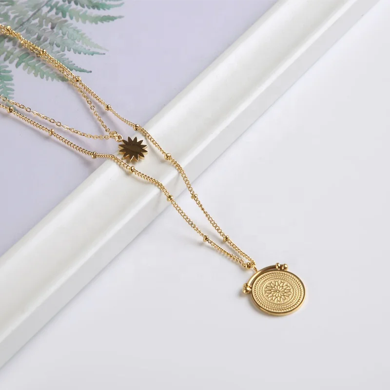 janice珠宝不锈钢多层项链18k黄金时尚简约的妇女的首饰